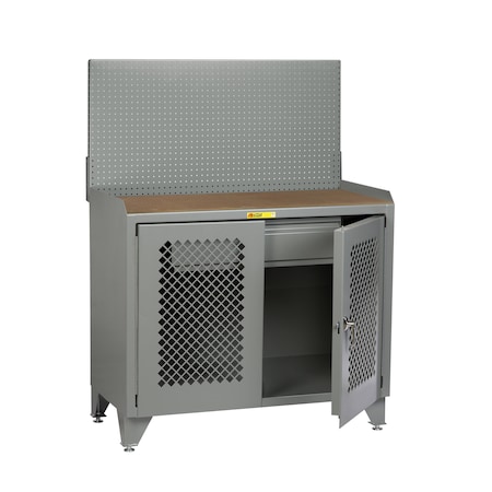 Little Giant Bench Cabinet, 24" X 48", Perforated Doors, Hardboard, Pegboard Panel MHPLL2D2448HDPB